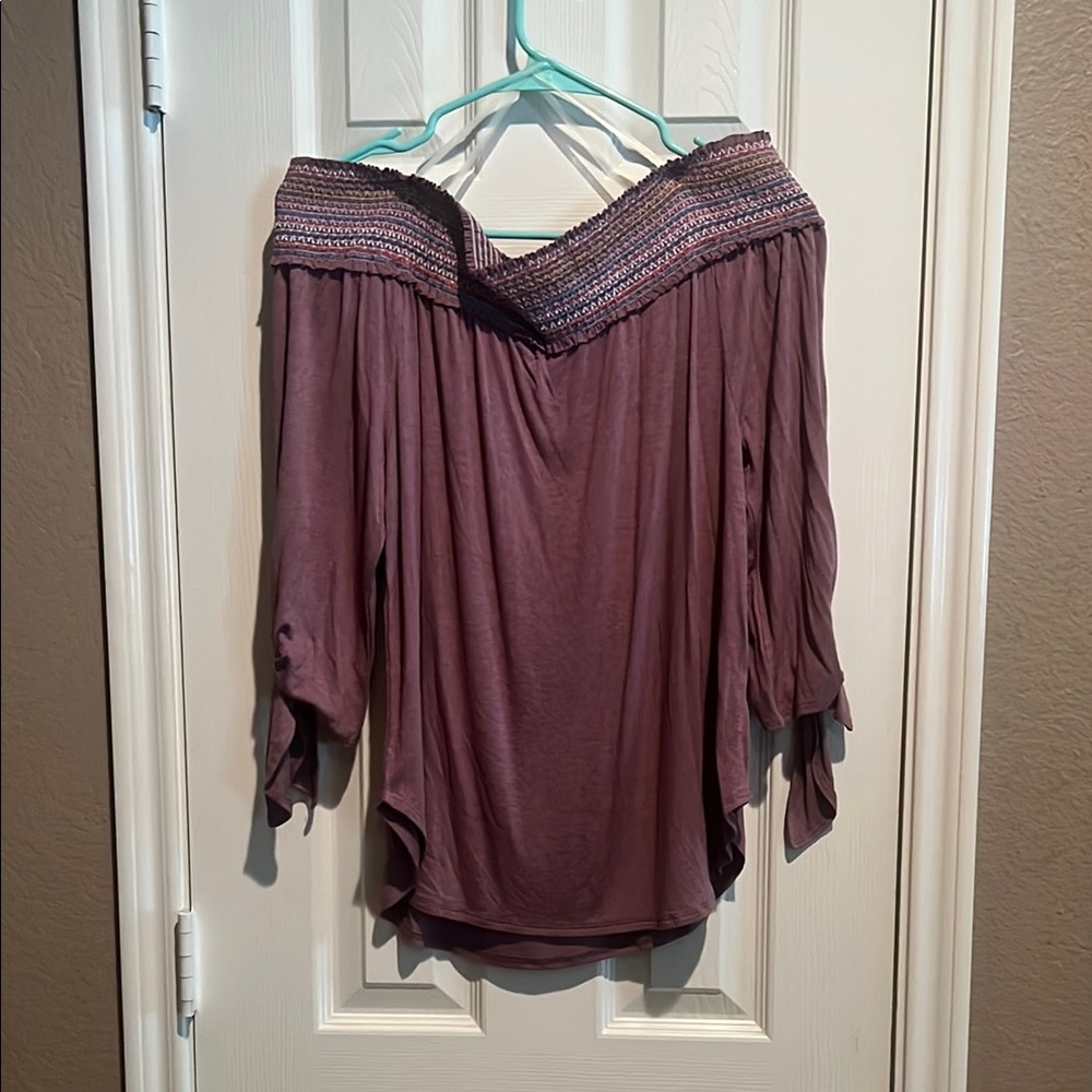 First Love Plum Off-Shoulder Top